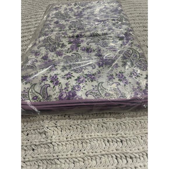 VTG NIP Lady Roberta Comforter Blanket Cover 80x80 Percale Floral Purple Cotton - Picture 2 of 5
